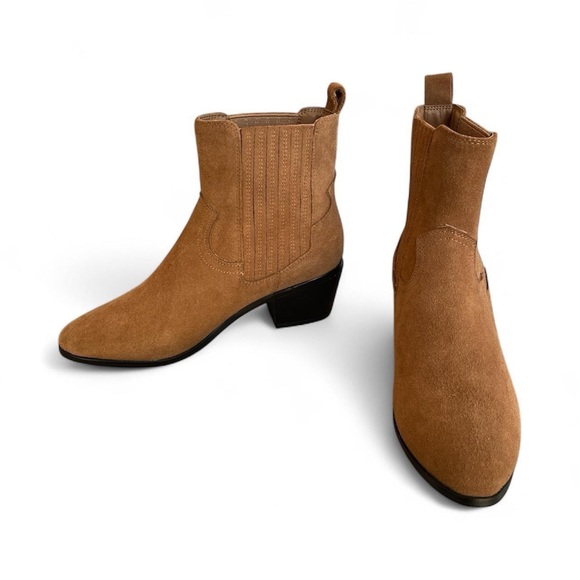 Skechers Tameless - Moving West Tan Suede Ankle Cowgirl Boots Women's 7.5 - Picture 3 of 8